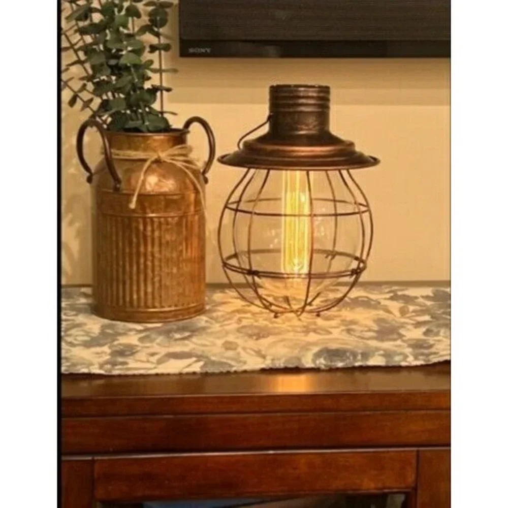 Round Lantern Style - Bronze LED Industrial Pendant Lantern